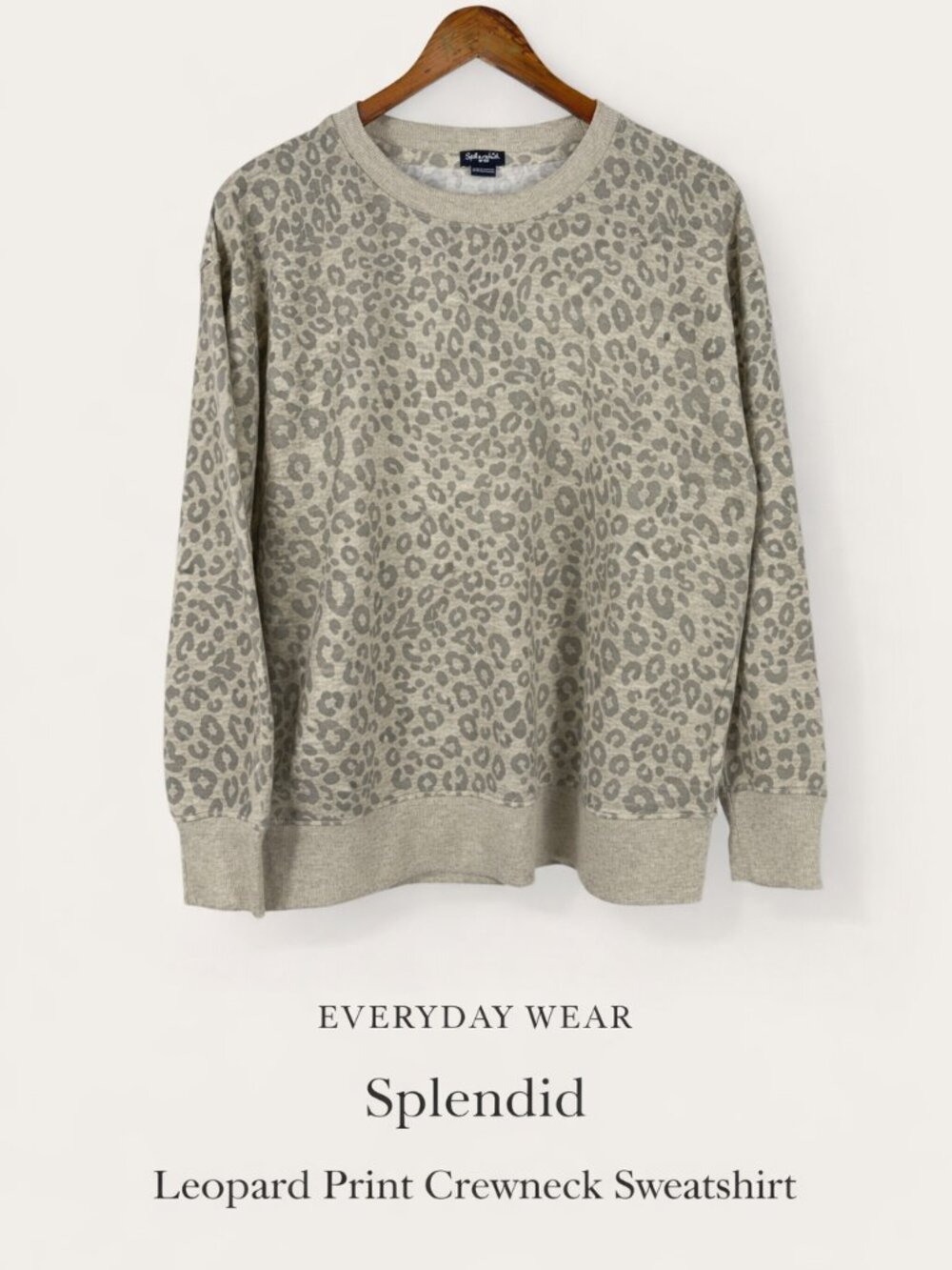 Splendid Leopard Print Crewneck Sweatshirt Cozy Neutral Lounge Small